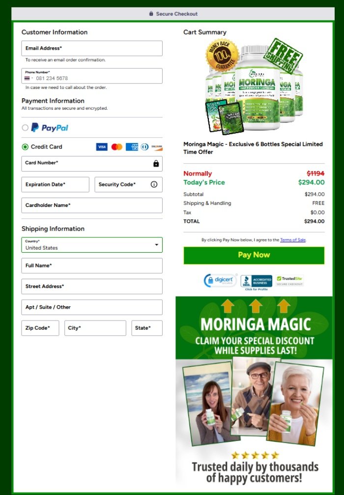 Moringa Magic Official Website Secure Order Page